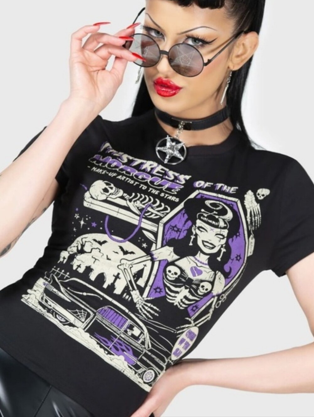 Killstar Black Short Sleeve Tee Graphic Mistress Of The Morgue Medium